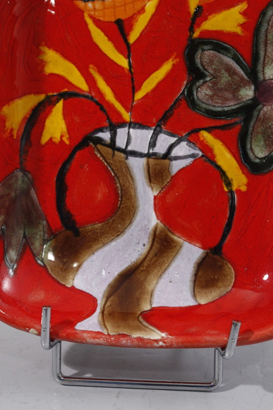 Image 1 of Elio Schiavon - Grandi tasche vuote Decor Ceramica e fiori Italia anni &#39;50