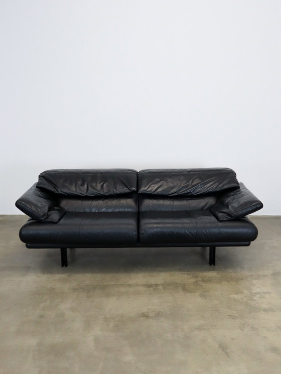 Image 1 of Black Leather Alanda Sofa B&B Italia