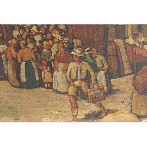 Image 1 of Modello di dipinto d'epoca "Asta di una casa" di Ernst Crasse, Germania 1920