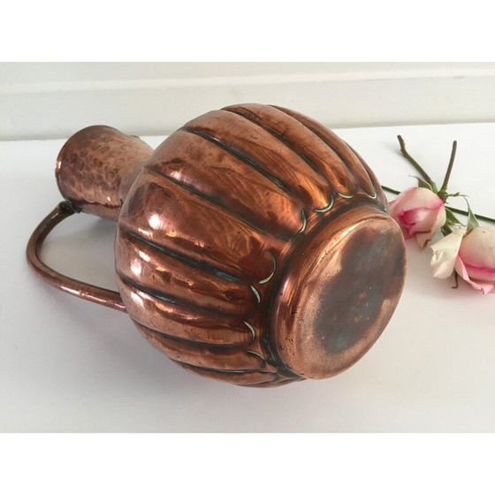Image 1 of Vintage pitcher-shaped vase in hammered copper
