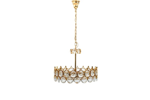 Gilded Brass And Crystal Chandelier By Palwa 1970S