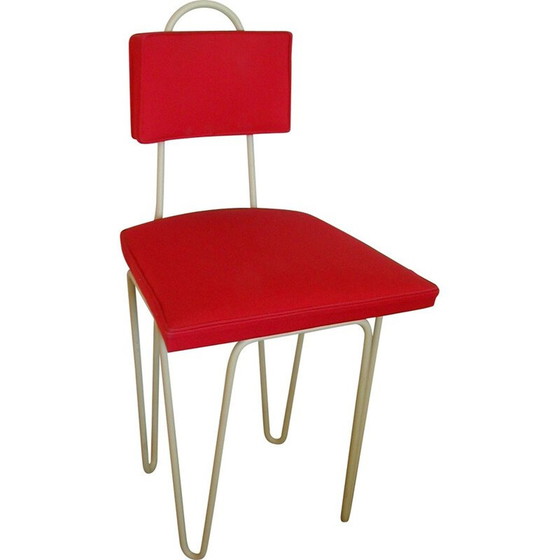 Image 1 of Red chair in beige lacquered metal, Raoul GUYS - 1950s