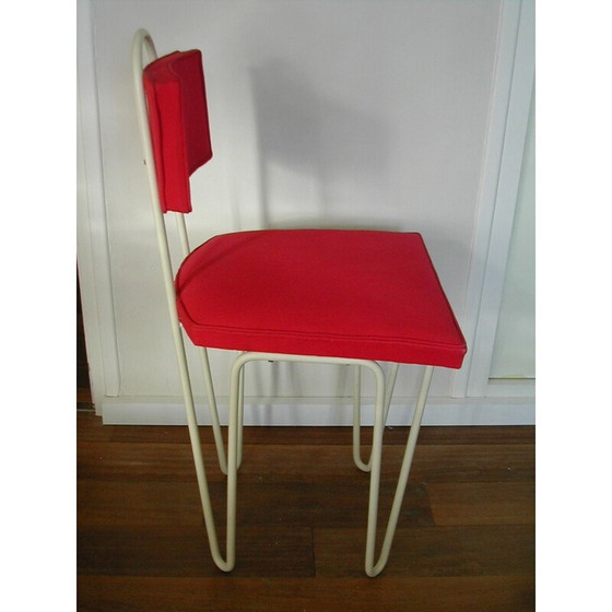 Image 1 of Red chair in beige lacquered metal, Raoul GUYS - 1950s