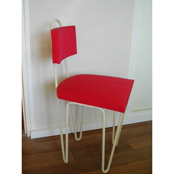 Image 1 of Red chair in beige lacquered metal, Raoul GUYS - 1950s