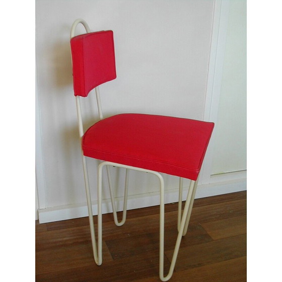 Image 1 of Red chair in beige lacquered metal, Raoul GUYS - 1950s