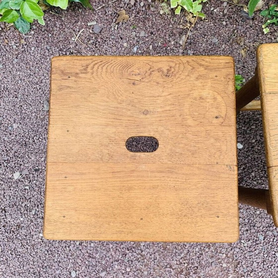 Image 1 of Set of 6 vintage oak stools