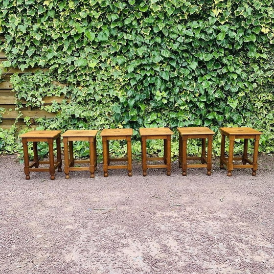 Image 1 of Set of 6 vintage oak stools