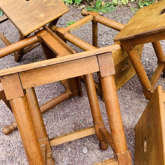 Image 1 of Set of 6 vintage oak stools