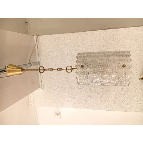 Image 1 of Lampada a sospensione vintage in cristallo e ottone di Carl Fagerlund per Orrefors, 1960