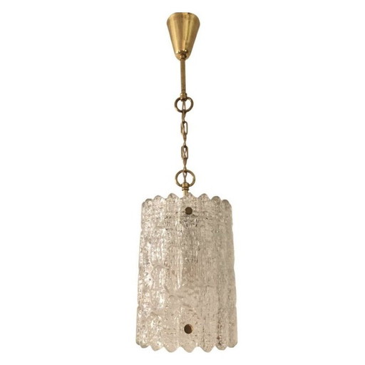 Vintage crystal and brass hangin lamp by Carl Fagerlund for Orrefors 1960