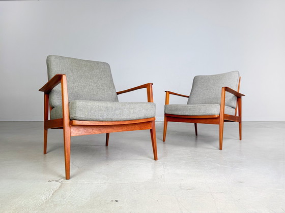 Image 1 of Set of 2 Midcentury Easy Chair Knoll Antimott Teak 1960