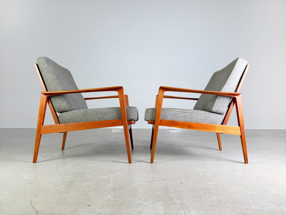 Image 1 of Set of 2 Midcentury Easy Chair Knoll Antimott Teak 1960