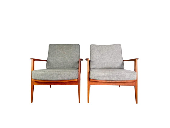 Image 1 of Set of 2 Midcentury Easy Chair Knoll Antimott Teak 1960
