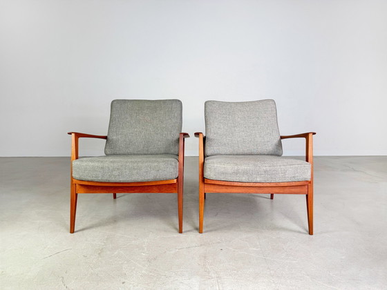Image 1 of Set of 2 Midcentury Easy Chair Knoll Antimott Teak 1960