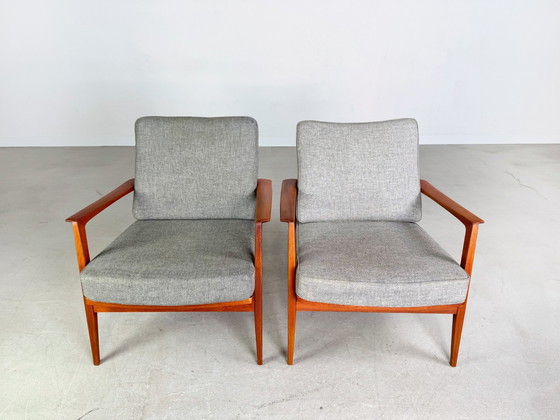 Image 1 of Set of 2 Midcentury Easy Chair Knoll Antimott Teak 1960