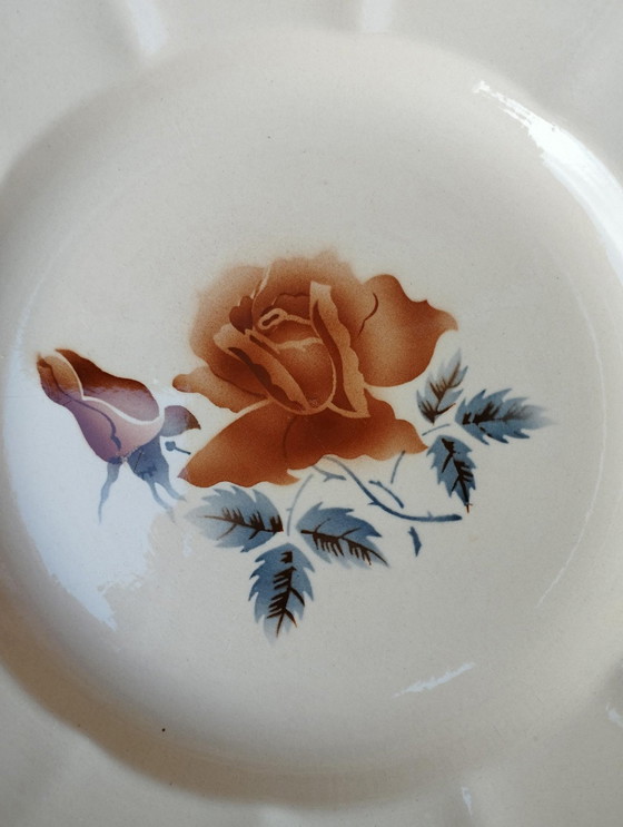 Image 1 of Digoin Sarreguemines-Stoviglie-Stoviglie antiche-Pezzo sagomato-Piatto da portata-Piatto molto grande-Rosa - D: 27,50 cm