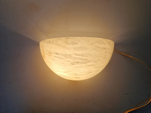 Art Deco Alabaster Wall Sconce Half Moon