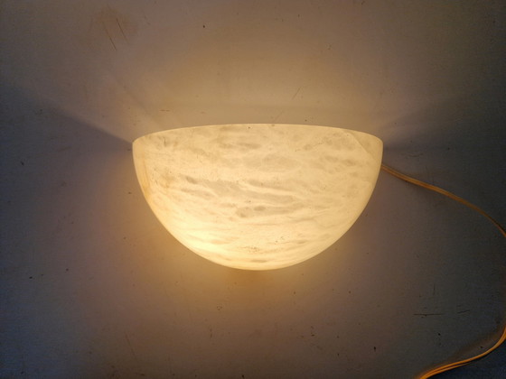 Image 1 of Art Deco Alabaster Wall Sconce Half Moon