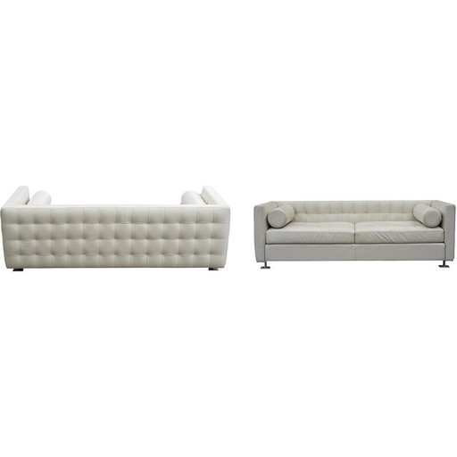 Pair of vintage white leather sofas by Valdichienti, Italy 1980s
