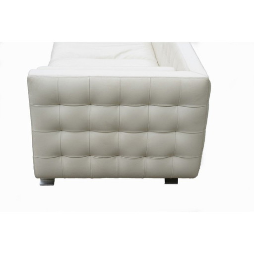 Pair of vintage white leather sofas by Valdichienti, Italy 1980s