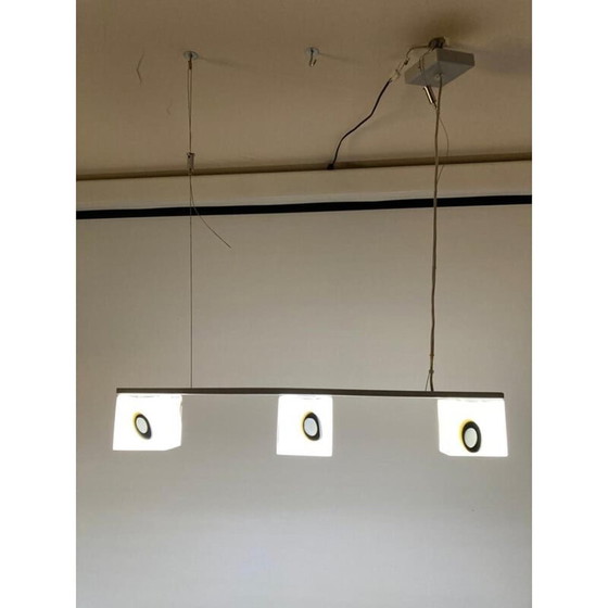 Image 1 of Vintage adjustable pendant lamp in Murano glass, chromed metal and steel for The Luce, Italy 1990s