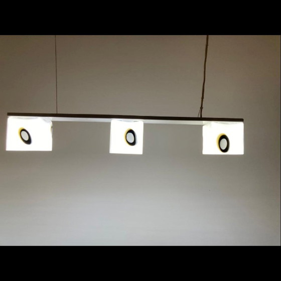 Image 1 of Vintage adjustable pendant lamp in Murano glass, chromed metal and steel for The Luce, Italy 1990s