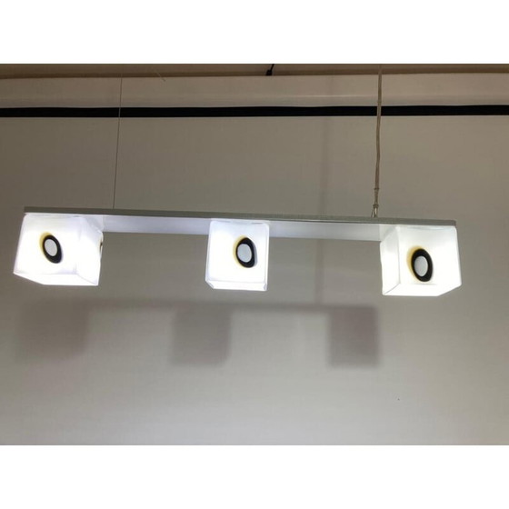 Image 1 of Vintage adjustable pendant lamp in Murano glass, chromed metal and steel for The Luce, Italy 1990s