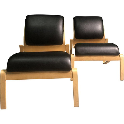 Pair of vintage birch plywood armchairs by Nadin by Hans Peter Weidmann for Artek, 1990