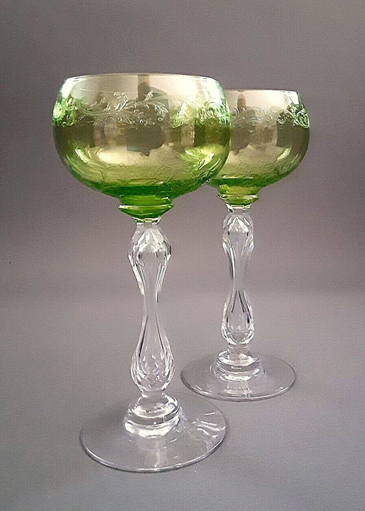 2X Saint Louis "Schiller", wine glasses around 1900!