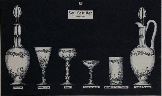 Image 1 of 2X Saint Louis "Schiller", wine glasses around 1900!