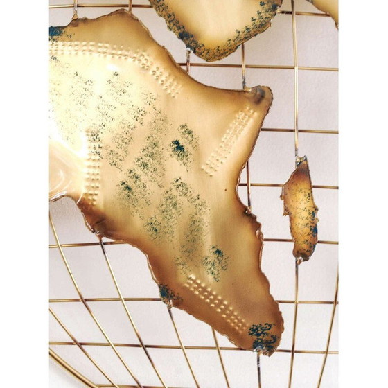 Image 1 of Pair of vintage brass "the world" wall sculptures by Curtis Jeré, 1970