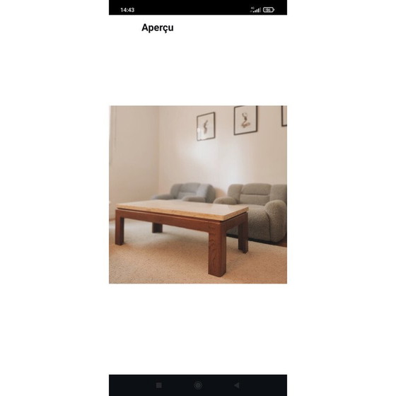 Image 1 of Vintage coffee table in wood and travertine, 1970