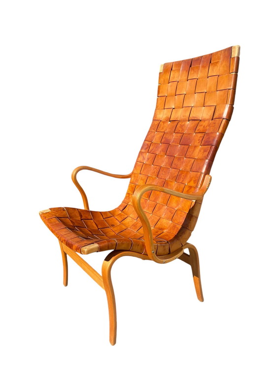 Image 1 of Eva Leather Woven High Back Lounge Chair By Bruno Mathsson