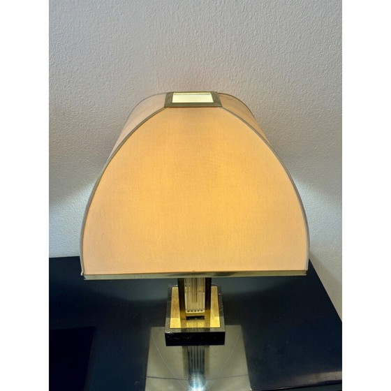 Image 1 of Pair of vintage brass and glass lamps by Romeo Rega, Italy 1970