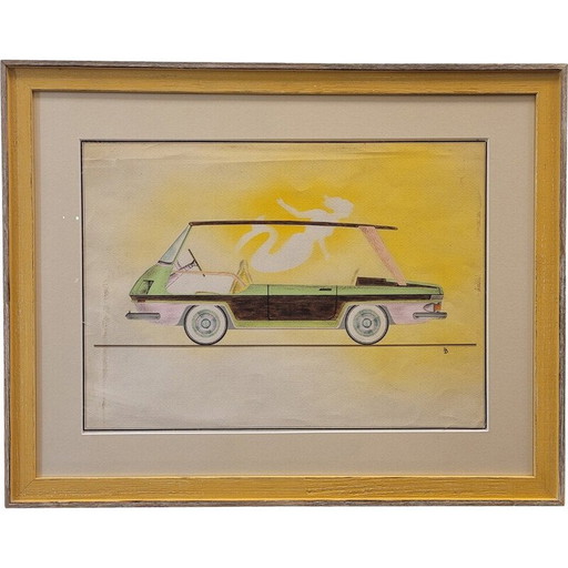 Vintage drawing "Prototype de voiture", France