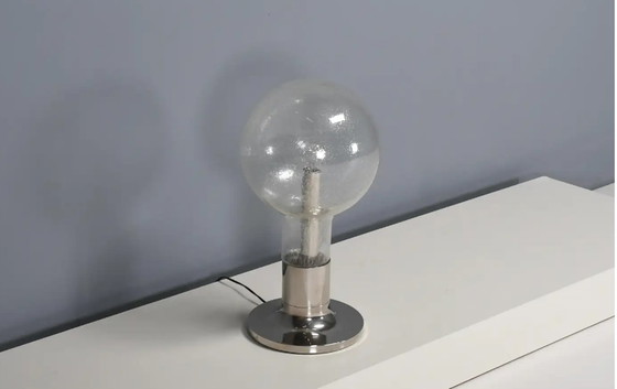 Image 1 of Large Chrome and Glass Table Lamp Temde