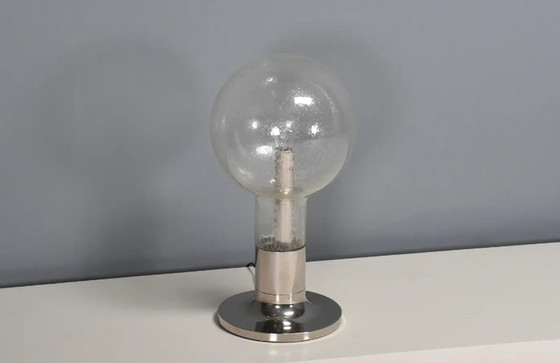 Image 1 of Large Chrome and Glass Table Lamp Temde