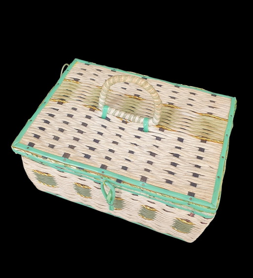 1925 Vintage Plastic Sixites Sewing Basket
