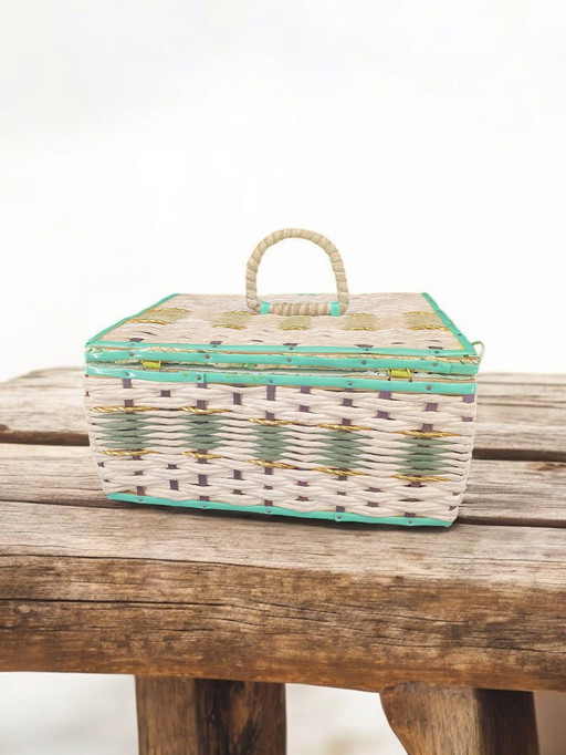1925 Vintage Plastic Sixites Sewing Basket