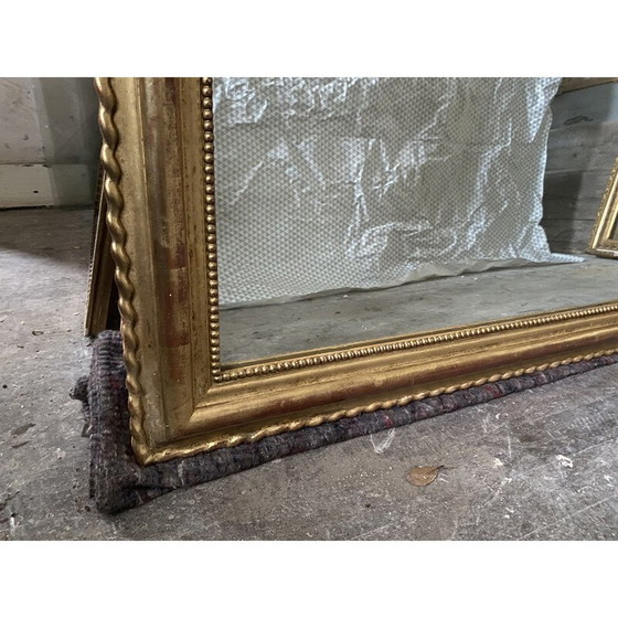 Image 1 of Vintage rectangular gilded mirror by Louis-Philippe