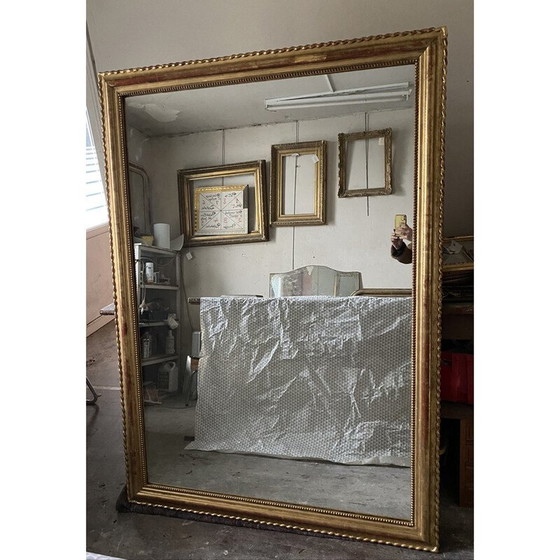 Image 1 of Vintage rectangular gilded mirror by Louis-Philippe