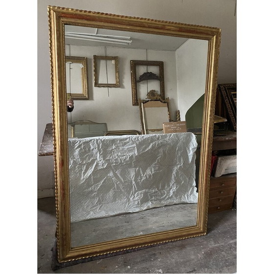 Image 1 of Vintage rectangular gilded mirror by Louis-Philippe