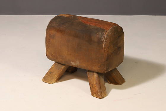 Image 1 of Vintage Leather Gymnastics Stool | 1930s, Czechoslovakia