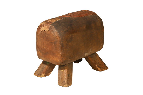 Image 1 of Vintage Leather Gymnastics Stool | 1930s, Czechoslovakia
