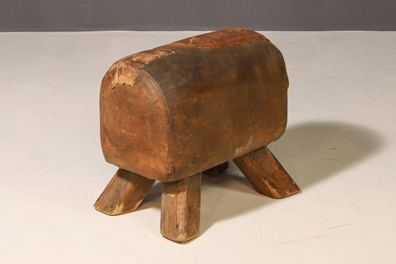 Image 1 of Vintage Leather Gymnastics Stool | 1930s, Czechoslovakia