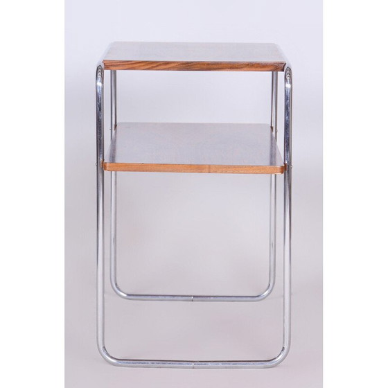 Image 1 of Vintage Bauhaus side table in chrome steel and walnut by Hynek Gottwald, Czechoslovakia 1930