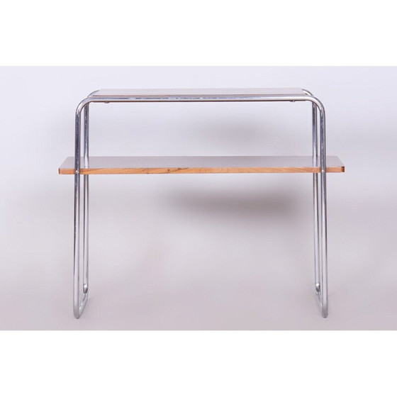 Image 1 of Vintage Bauhaus side table in chrome steel and walnut by Hynek Gottwald, Czechoslovakia 1930