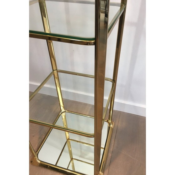 Image 1 of Scaffale vintage Hollywood Regency a 3 ripiani placcato oro, 1970