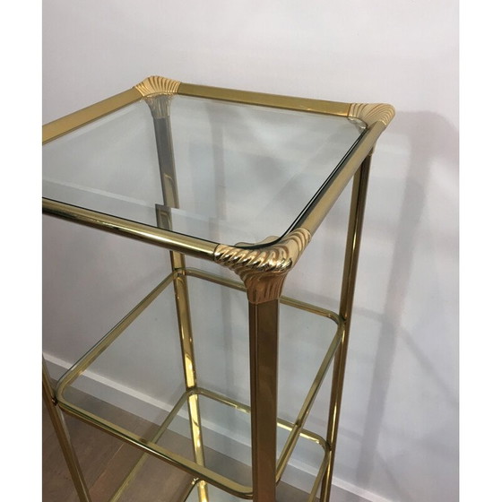 Image 1 of Scaffale vintage Hollywood Regency a 3 ripiani placcato oro, 1970