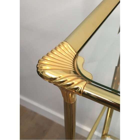 Image 1 of Scaffale vintage Hollywood Regency a 3 ripiani placcato oro, 1970